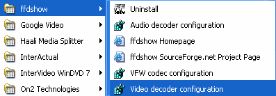 ffdshow: start menu folder